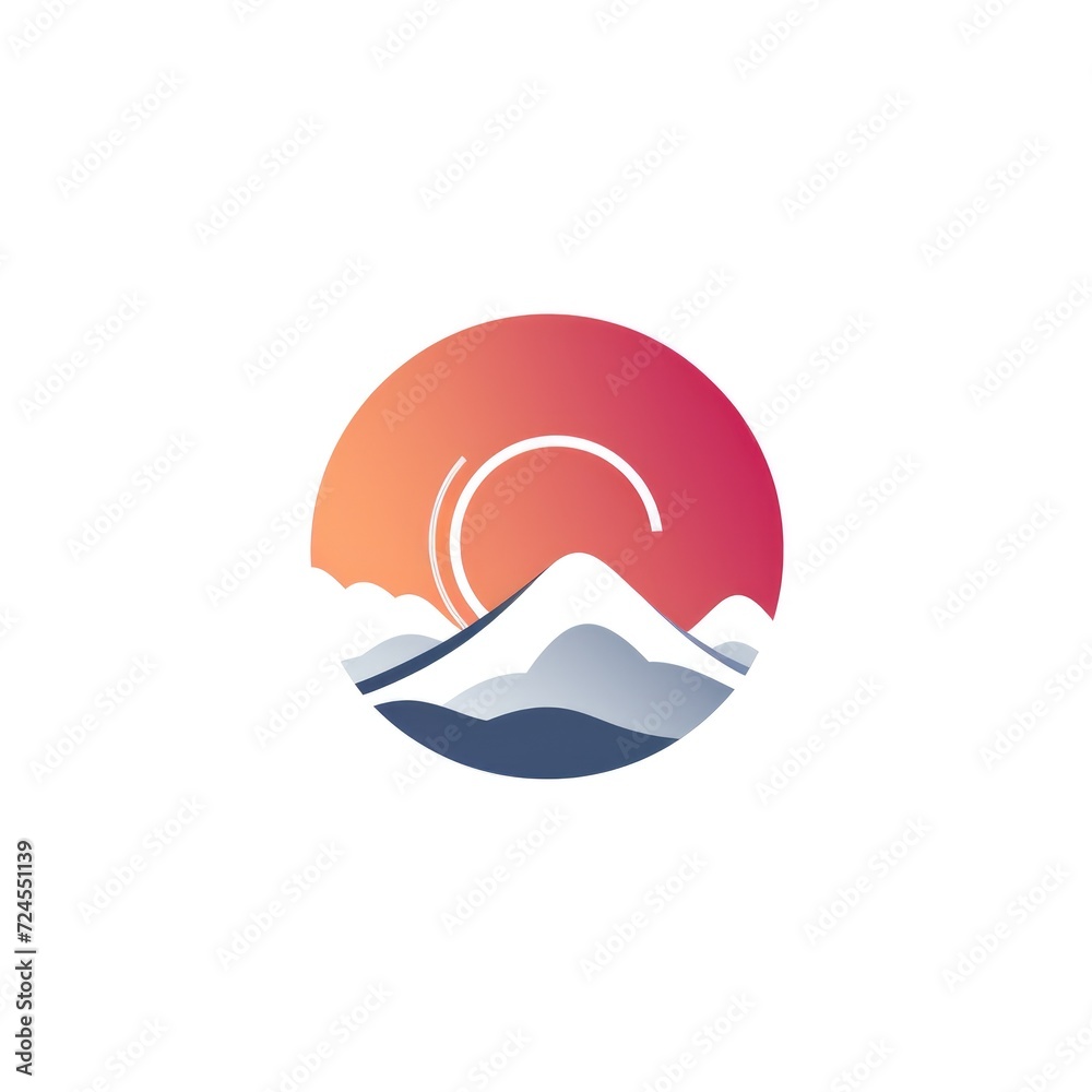 Sunset Mountain Emblem on White Sunset Mountain Emblem on White
