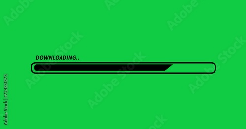 Downloading And Uploading Progress Bar Animation. Loading Screen 4K High Quality Green Screen Video. Transparent Background.