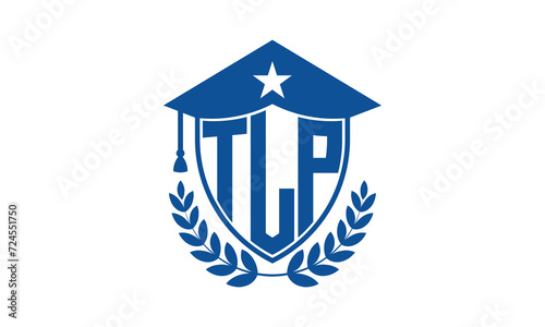 TLP three letter iconic academic logo design vector template. monogram, abstract, school, college, university, graduation cap symbol logo, shield, model, institute, educational, coaching canter, tech photo