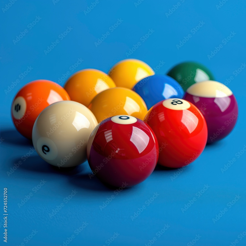 Billiard Balls On Bluish Table On White Background, Illustrations Images Billiard Balls On Bluish Table On White Background, Illustrations Images