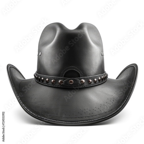 Black Leather Hat On White Background, Illustrations Images