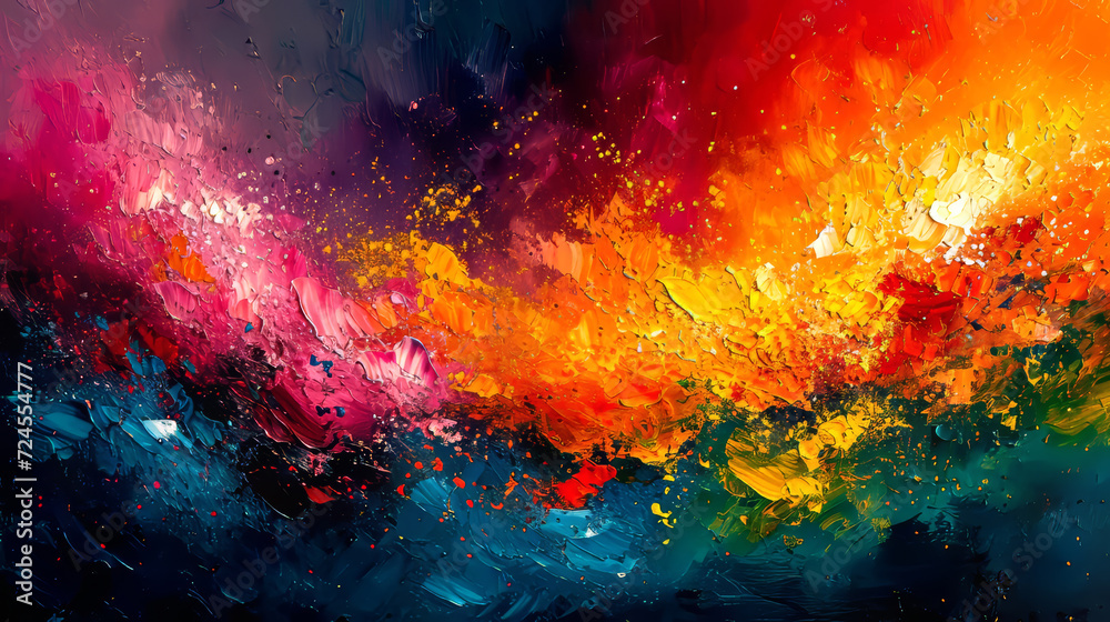 Oil paint abstract background. Colorful brushstrokes of paint on canvas