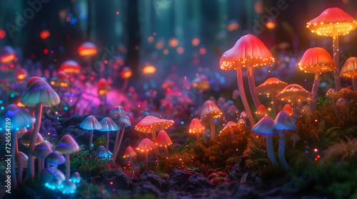 Colorful and beautiful magical forest illustrations