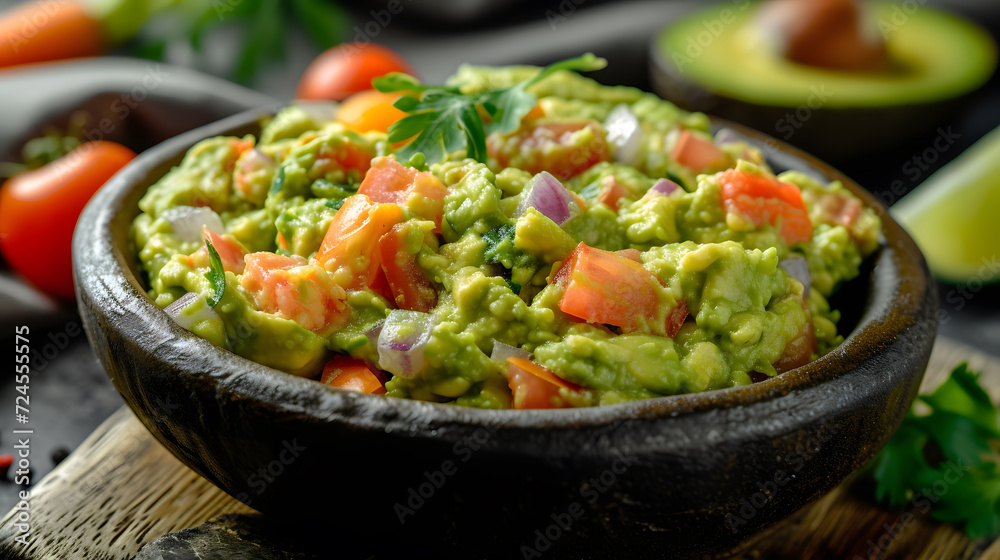 Dish of guacamole is in a bowl Dish of guacamole is in a bowl