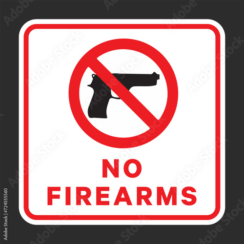 Federal No Firearms Vector Sign. Isolated No Firearms Allowed on Federal Premises sticker design.