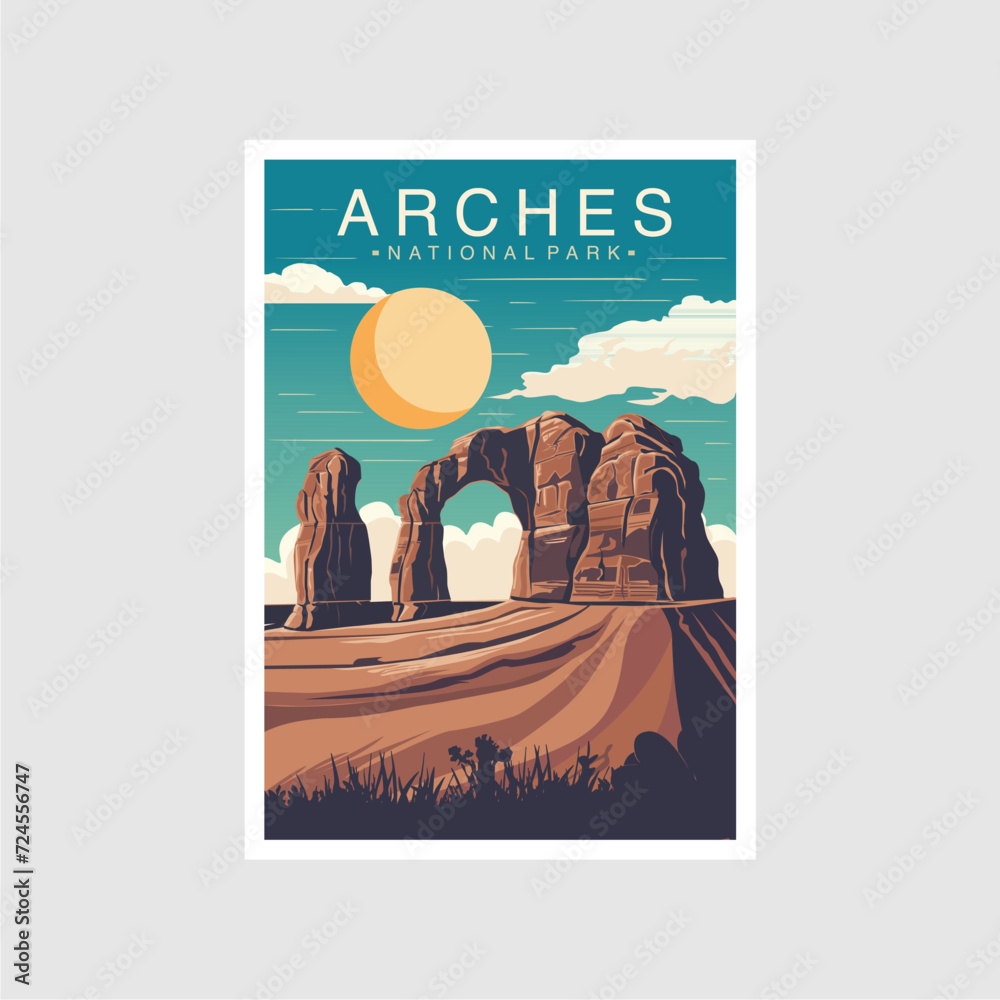 Obraz premium Arches National Park poster vector illustration design