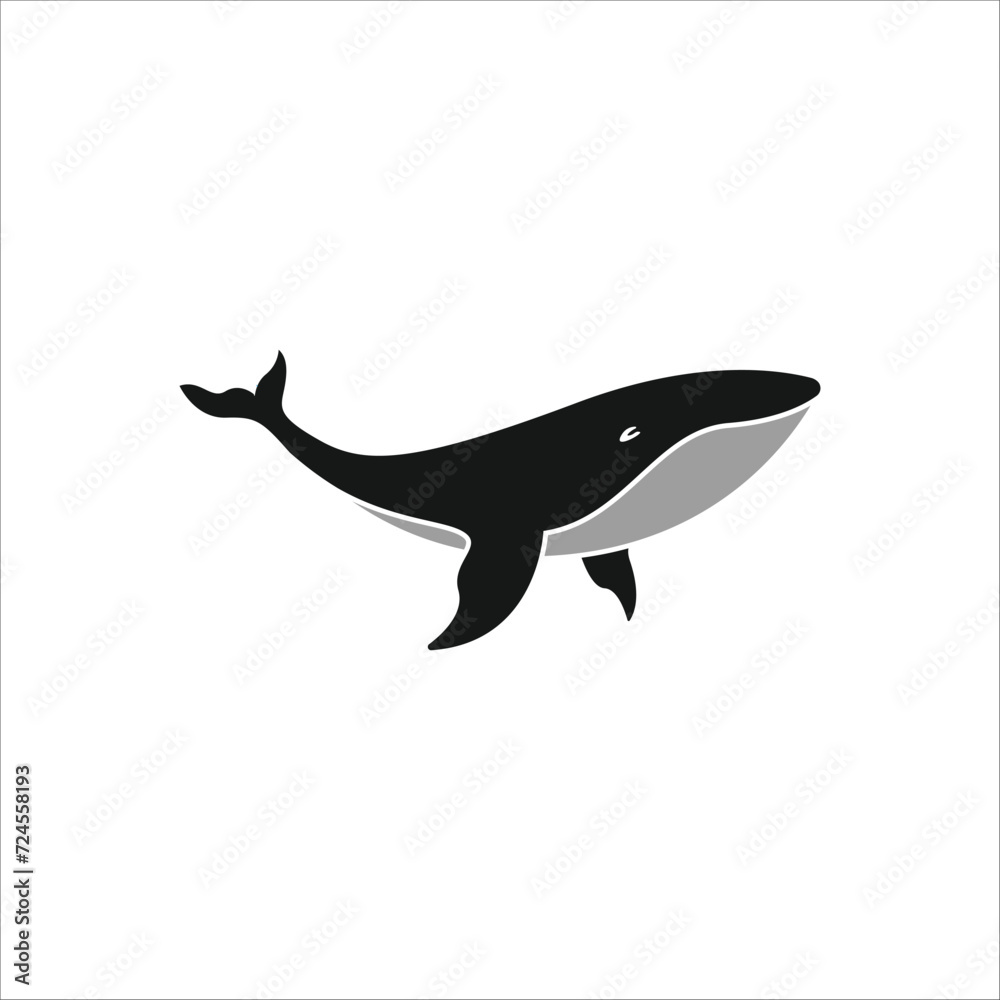 Obraz premium Whale icon. Humpback whale logo, sea mammal silhouette