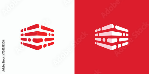 Three-dimensional hexagon wall vector logo design.
