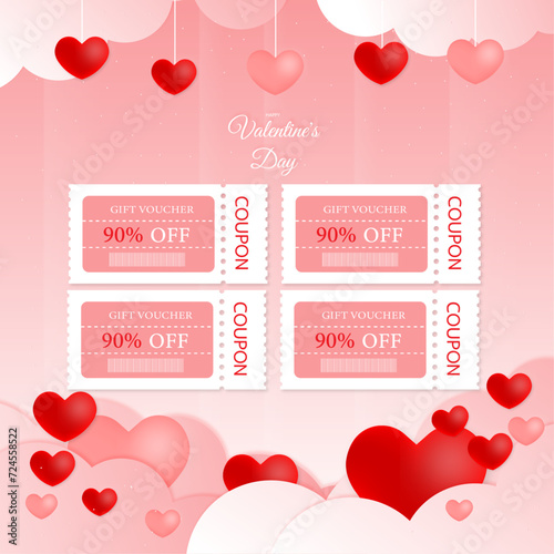 valentines day card with hearts