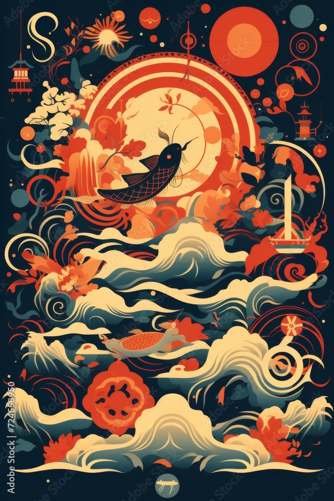 Naklejka premium infographic poster. abstract. Chinese New Year.