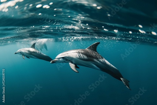 Dolphins swimming in the ocean © Hassan