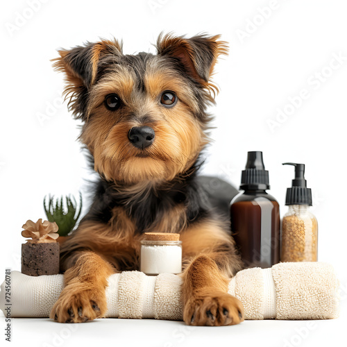 Hygienic pet care and grooming isolated on white background, vintage, png
 photo