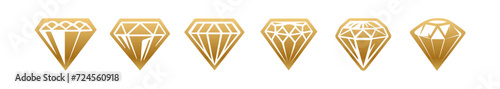 Diamond icon Set vector design Premium diamond, golden Diamond icon