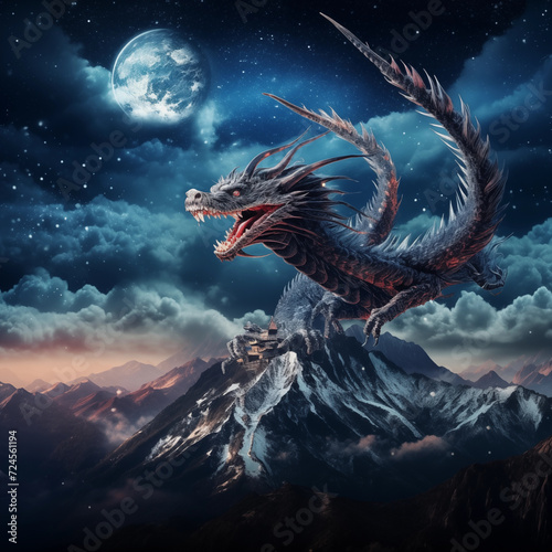 Flying dragon and mount Fuji © Kokhanchikov