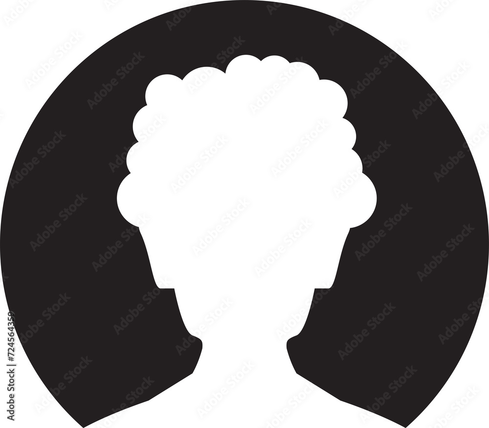 Male Face Silhouette in Circle Illustration