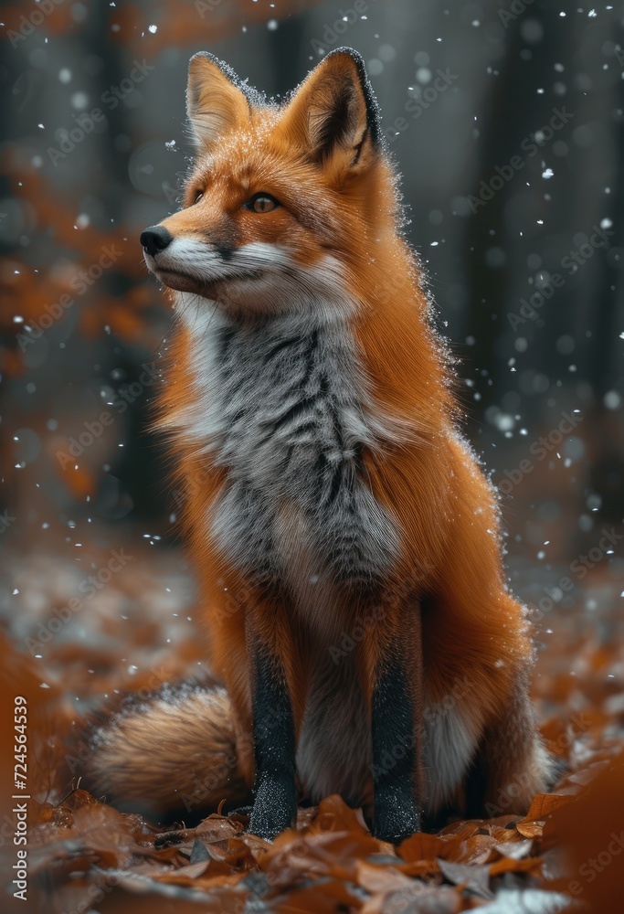 Fototapeta premium a_fox_with_a_beautiful_head_and_a_tan_body