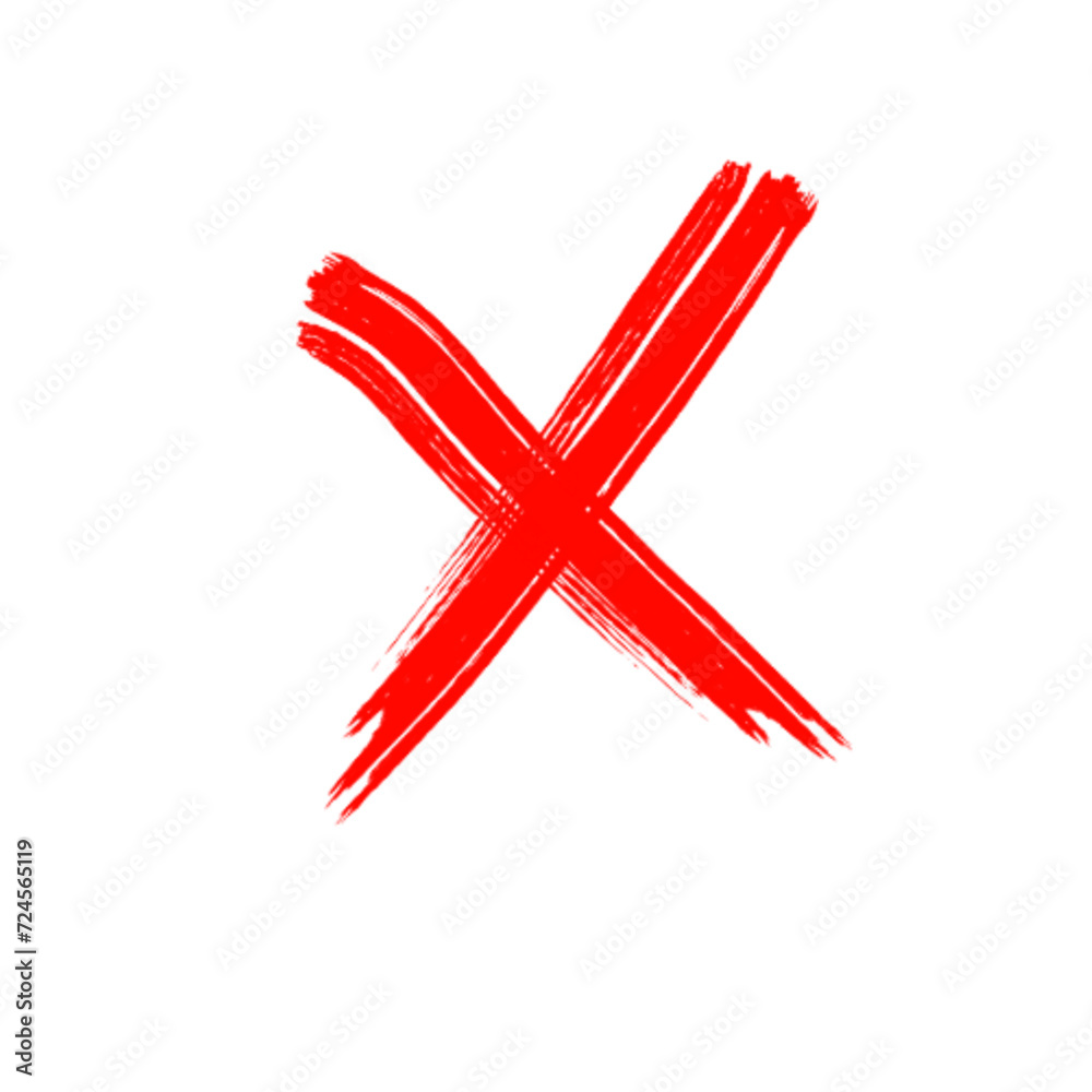 Red Brush Stroke X Sign Red Brush Stroke X Sign