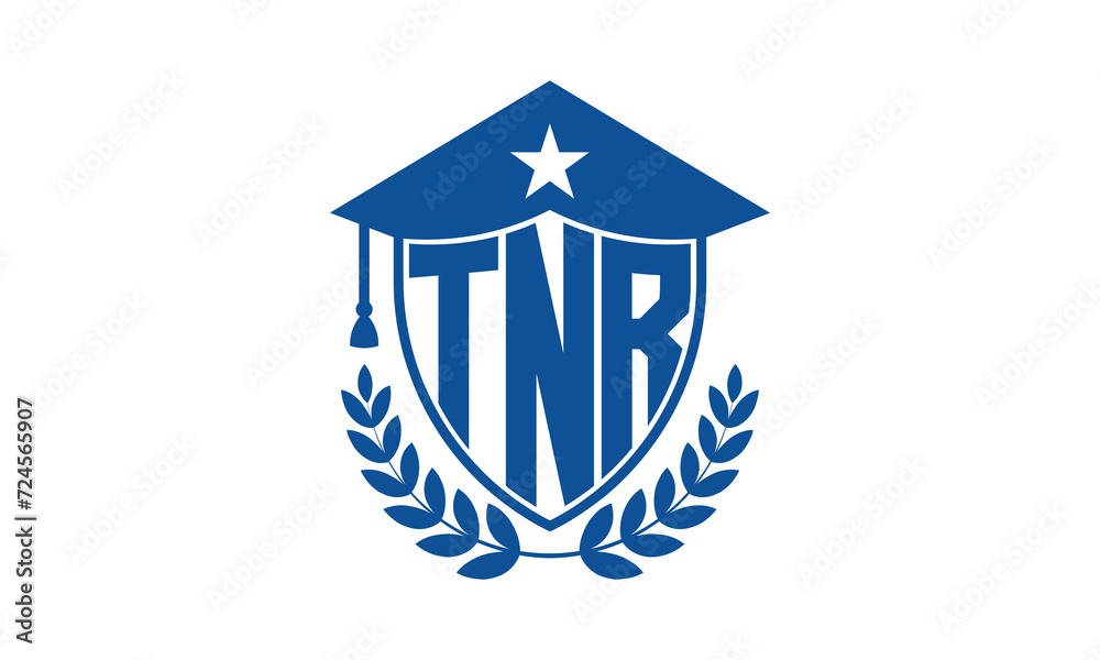 TNR three letter iconic academic logo design vector template. monogram, abstract, school, college, university, graduation cap symbol logo, shield, model, institute, educational, coaching canter, tech TNR three letter iconic academic logo design vector template. monogram, abstract, school, college, university, graduation cap symbol logo, shield, model, institute, educational, coaching canter, tech
