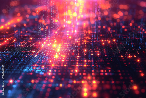 Wallpaper Mural Close-up of glowing red and blue digital data circuit board Torontodigital.ca