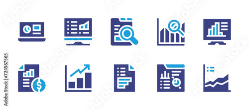 Analytics icon set. Duotone color. Vector illustration. Containing sales, analytics, stats, data analytics, stocks. © Huticon