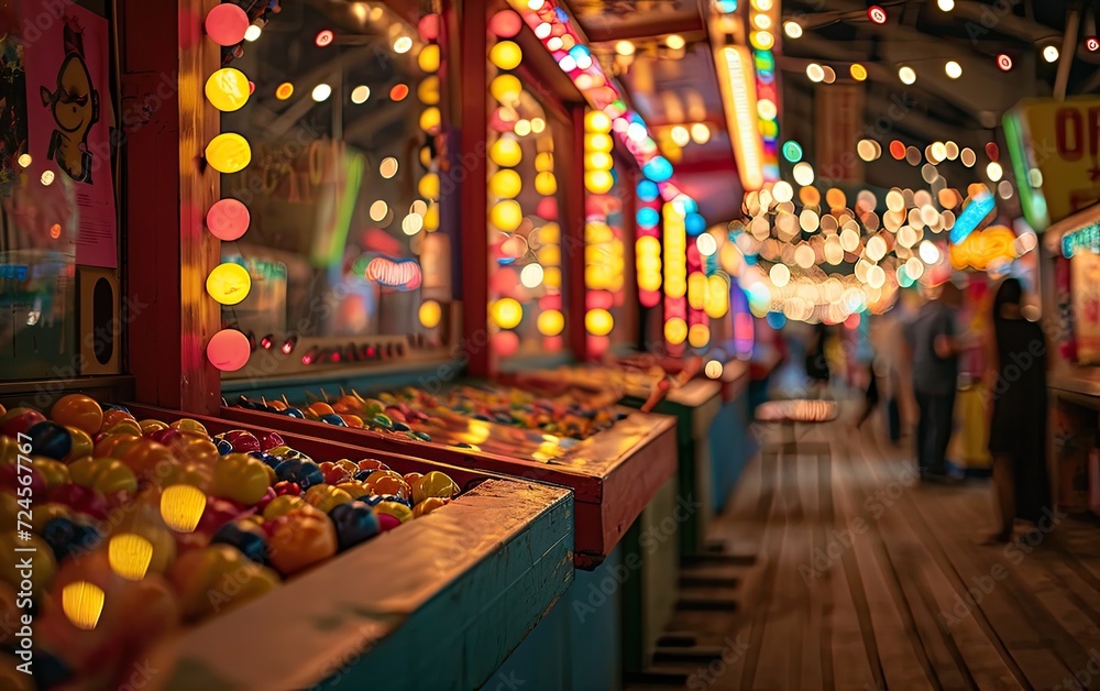 Bright Prizes at Classic Carnival Game Booths