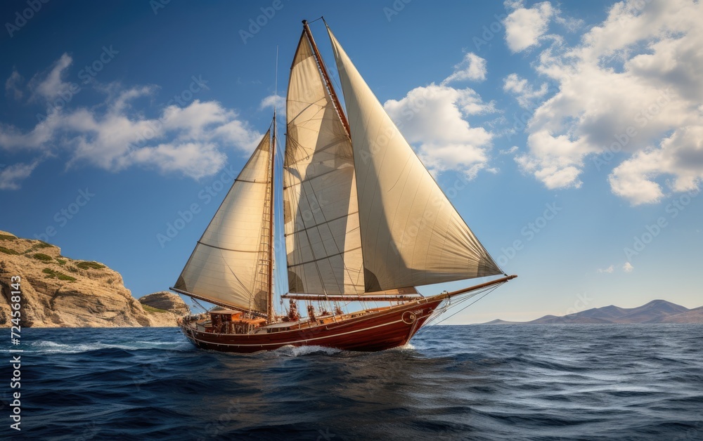 Majestic Wooden Sailboat Elegance