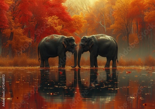 two_elephants_standing_in_a_pond