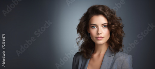 Studio portrait photo of a young beautiful elegant Brazilian female businesswoman lady wearing smart casual business attire suit posing with a series moments of emotion and gesture