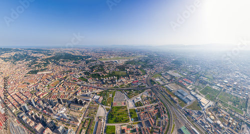 Naples  Italy. Industrial area of the city. Airport. Panorama of the city on a summer day. Sunny weather. Aerial view