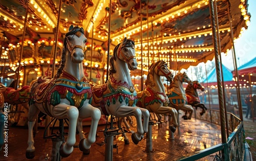 Whirlwind of Vibrant Carousel Horses © zainab
