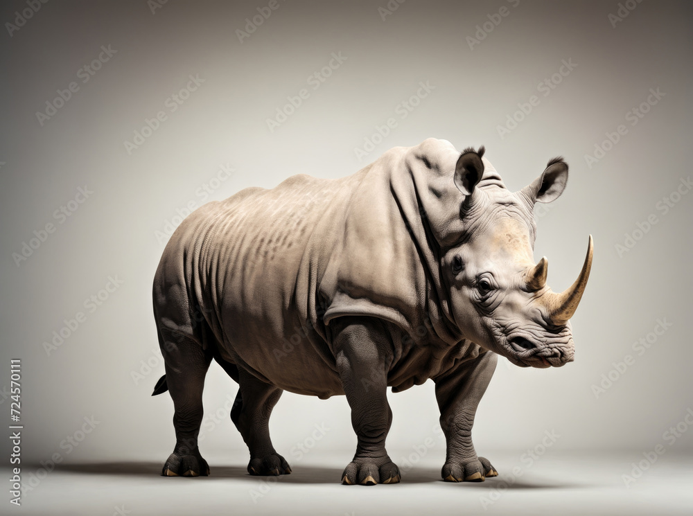 Rhino in the White Background Rhino in the White Background