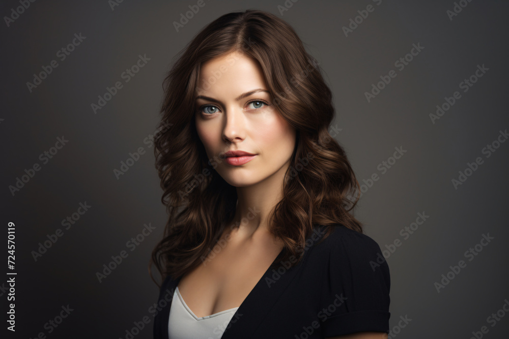 Studio portrait photo of a young beautiful elegant Brazilian female businesswoman lady wearing smart casual business attire suit posing with a series moments of emotion and gesture Studio portrait photo of a young beautiful elegant Brazilian female businesswoman lady wearing smart casual business attire suit posing with a series moments of emotion and gesture