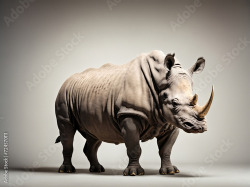 Rhino in the White Background