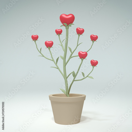 Heart plant on white background, 3D render	