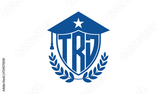 TRD three letter iconic academic logo design vector template. monogram, abstract, school, college, university, graduation cap symbol logo, shield, model, institute, educational, coaching canter, tech photo