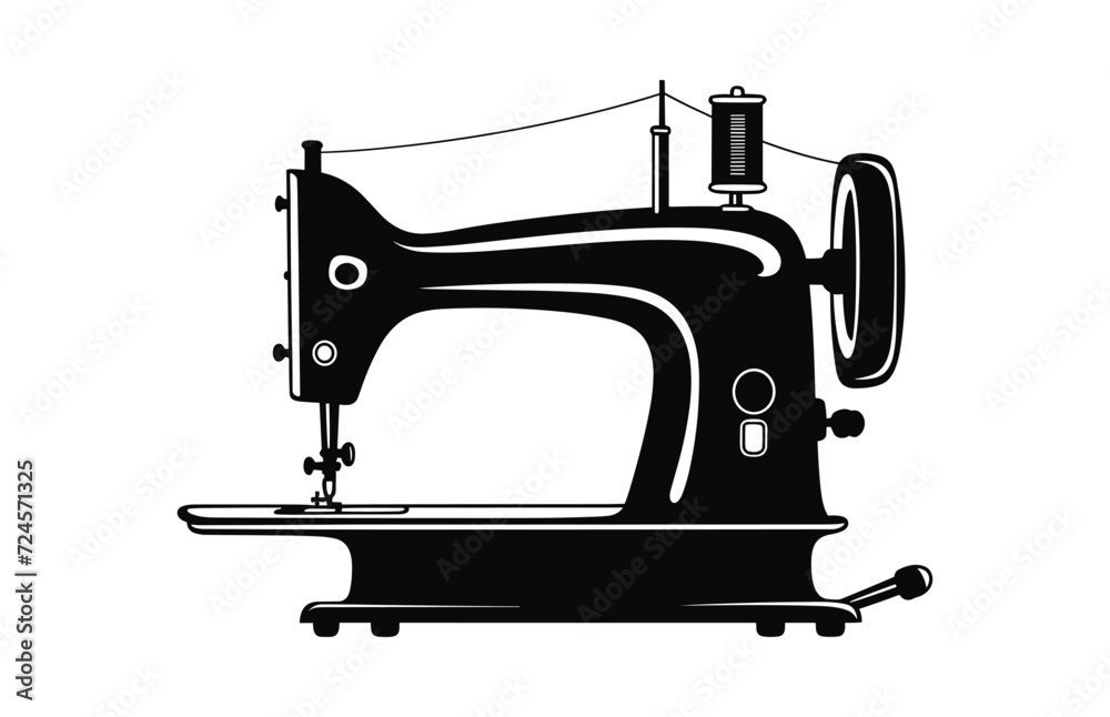 Sewing machine black silhouette vector isolated on a white background