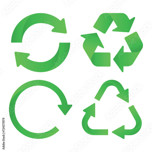 Set of four graidnet green recycling signs