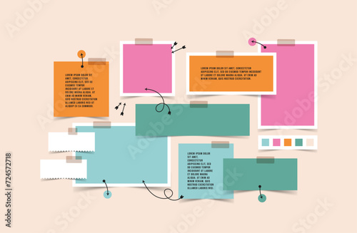 Vector photo collage template moodboard pictures grids vector illustration, vision board	
