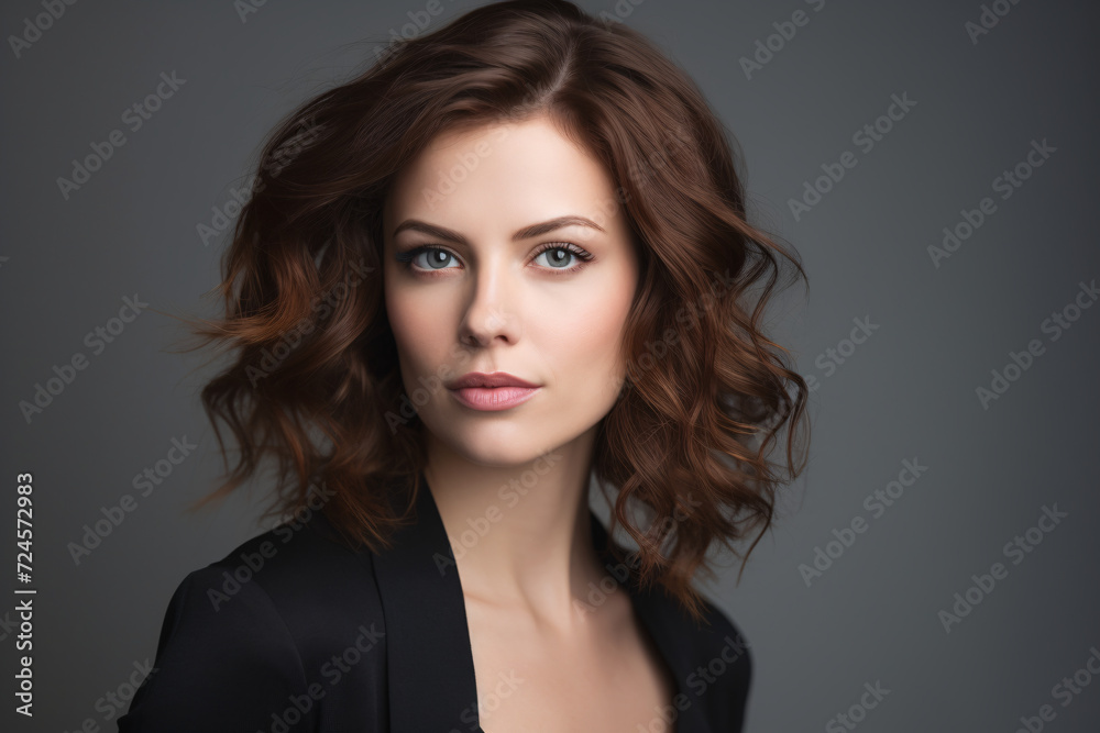 Studio portrait photo of a young beautiful elegant Brazilian female businesswoman lady wearing smart casual business attire suit posing with a series moments of emotion and gesture Studio portrait photo of a young beautiful elegant Brazilian female businesswoman lady wearing smart casual business attire suit posing with a series moments of emotion and gesture