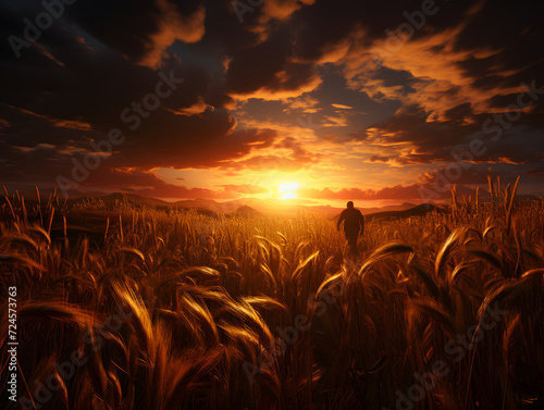 A sunset in a wheat field © Mstluna
