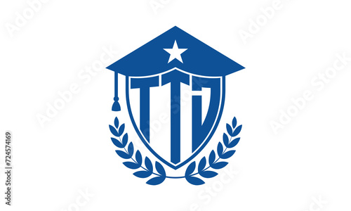 TTD three letter iconic academic logo design vector template. monogram, abstract, school, college, university, graduation cap symbol logo, shield, model, institute, educational, coaching canter, tech