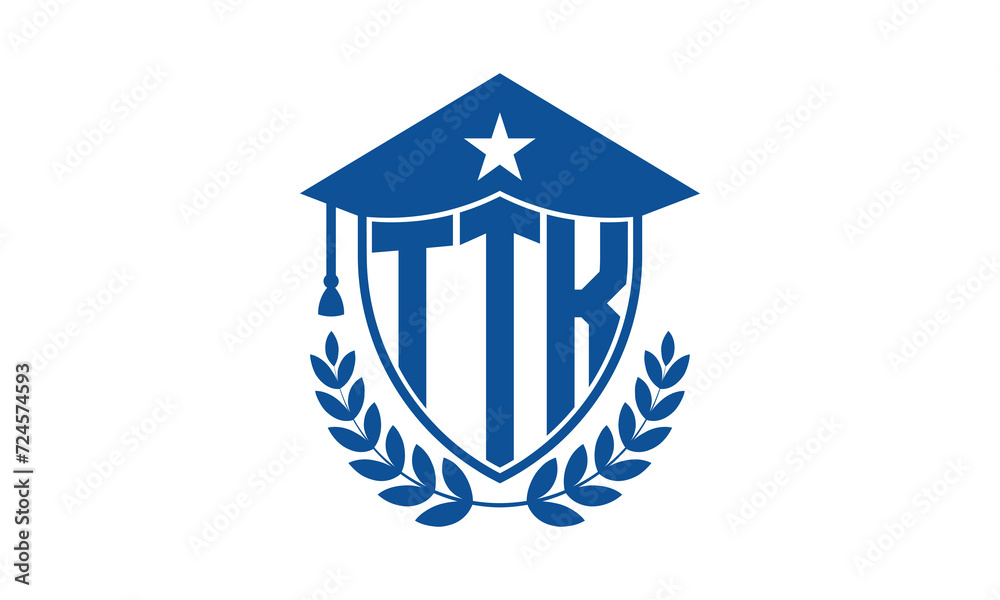 TTK three letter iconic academic logo design vector template. monogram, abstract, school, college, university, graduation cap symbol logo, shield, model, institute, educational, coaching canter, tech TTK three letter iconic academic logo design vector template. monogram, abstract, school, college, university, graduation cap symbol logo, shield, model, institute, educational, coaching canter, tech
