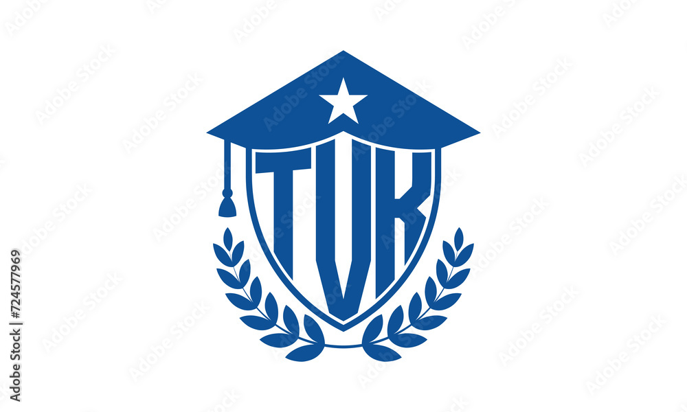 TVK three letter iconic academic logo design vector template. monogram, abstract, school, college, university, graduation cap symbol logo, shield, model, institute, educational, coaching canter, tech TVK three letter iconic academic logo design vector template. monogram, abstract, school, college, university, graduation cap symbol logo, shield, model, institute, educational, coaching canter, tech