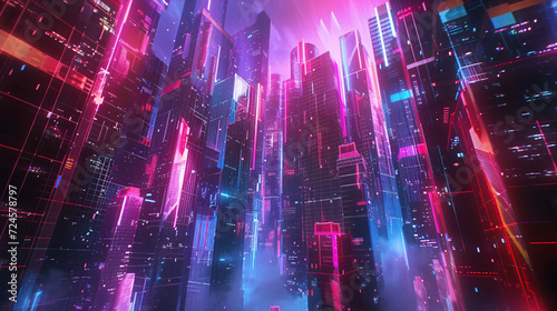 urban Skyline Enhanced by a Striking 3D Glow Background.