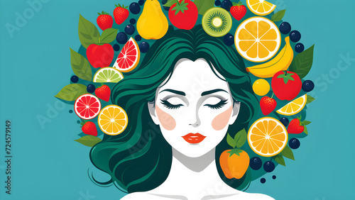 mental health stress free nutrition and mental well being vector illustration