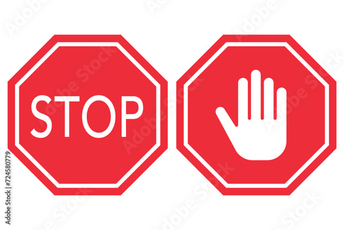 Two red stop signs set