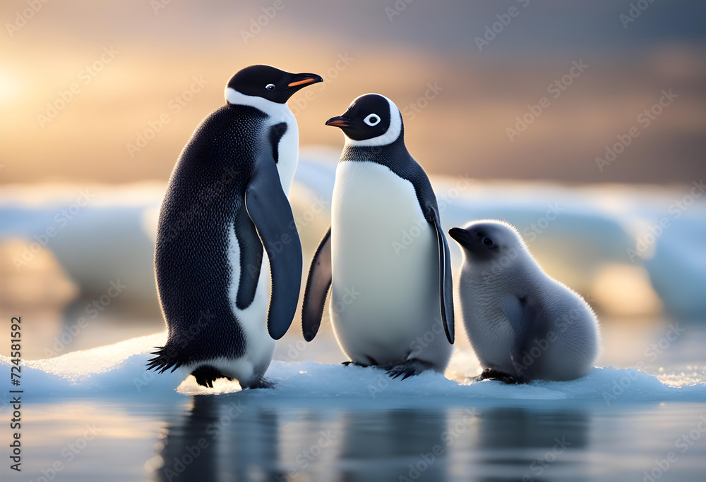 Fototapeta premium two penguins on the rocks