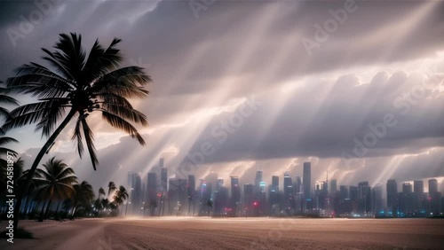 palm tree in a storm photo