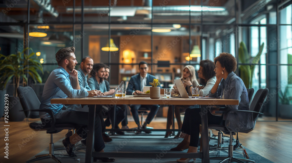 Group of People Sitting Around a Wooden Table