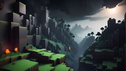 Rollo Minecraft Mystischer Würfel-Hintergrund in Schwarz  © Janis